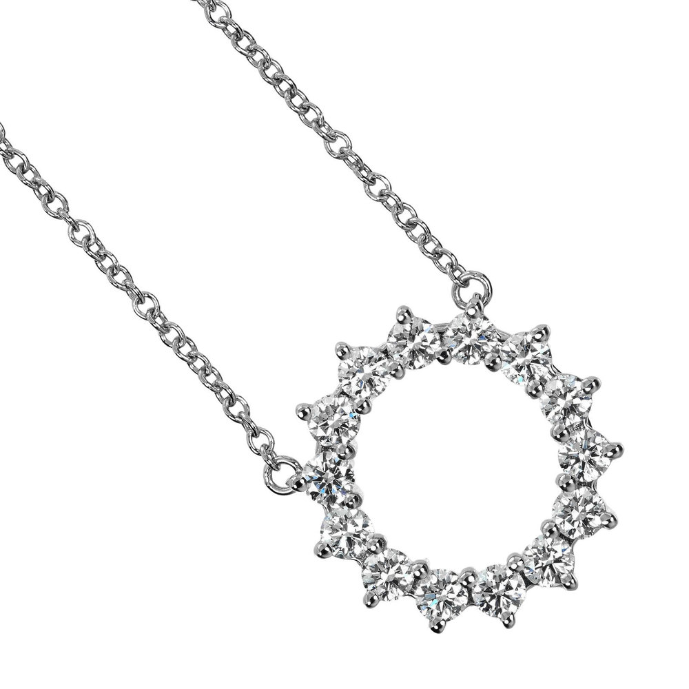 Tiffany Open Circle Small Necklace Platinum Diamond